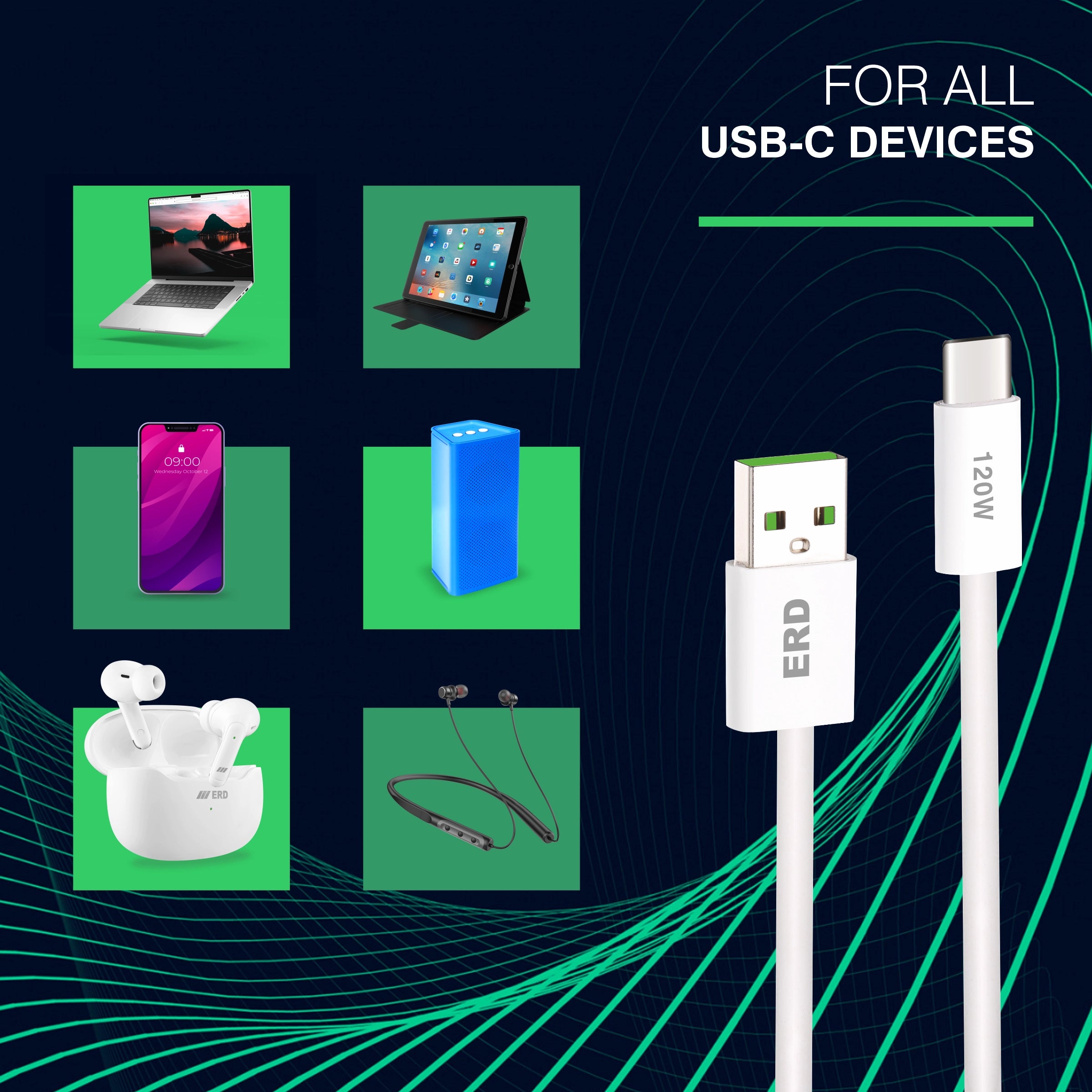 ERD UC-367 USB-A TO C SMART Data Cable-120W