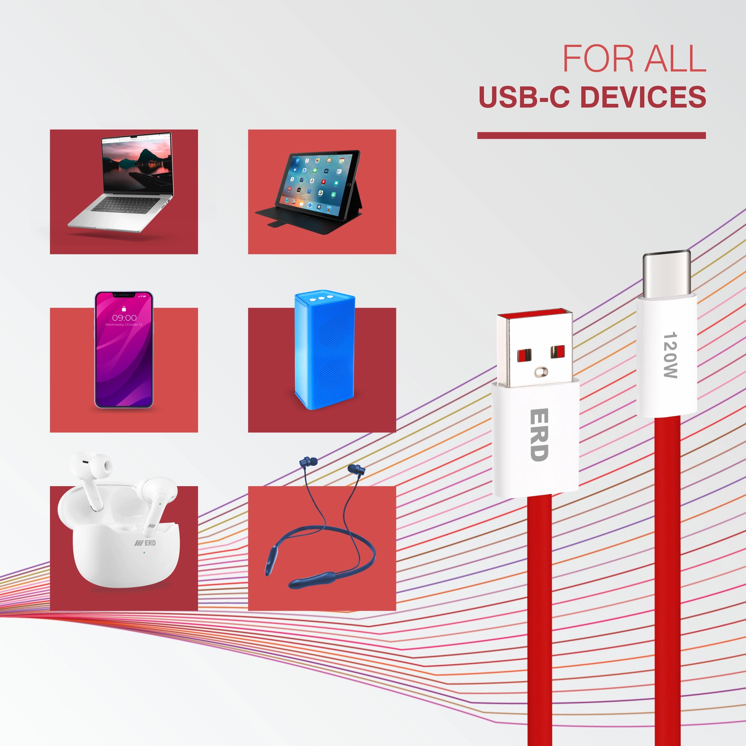 ERD UC-368 USB-A TO C SMART Data Cable-120W