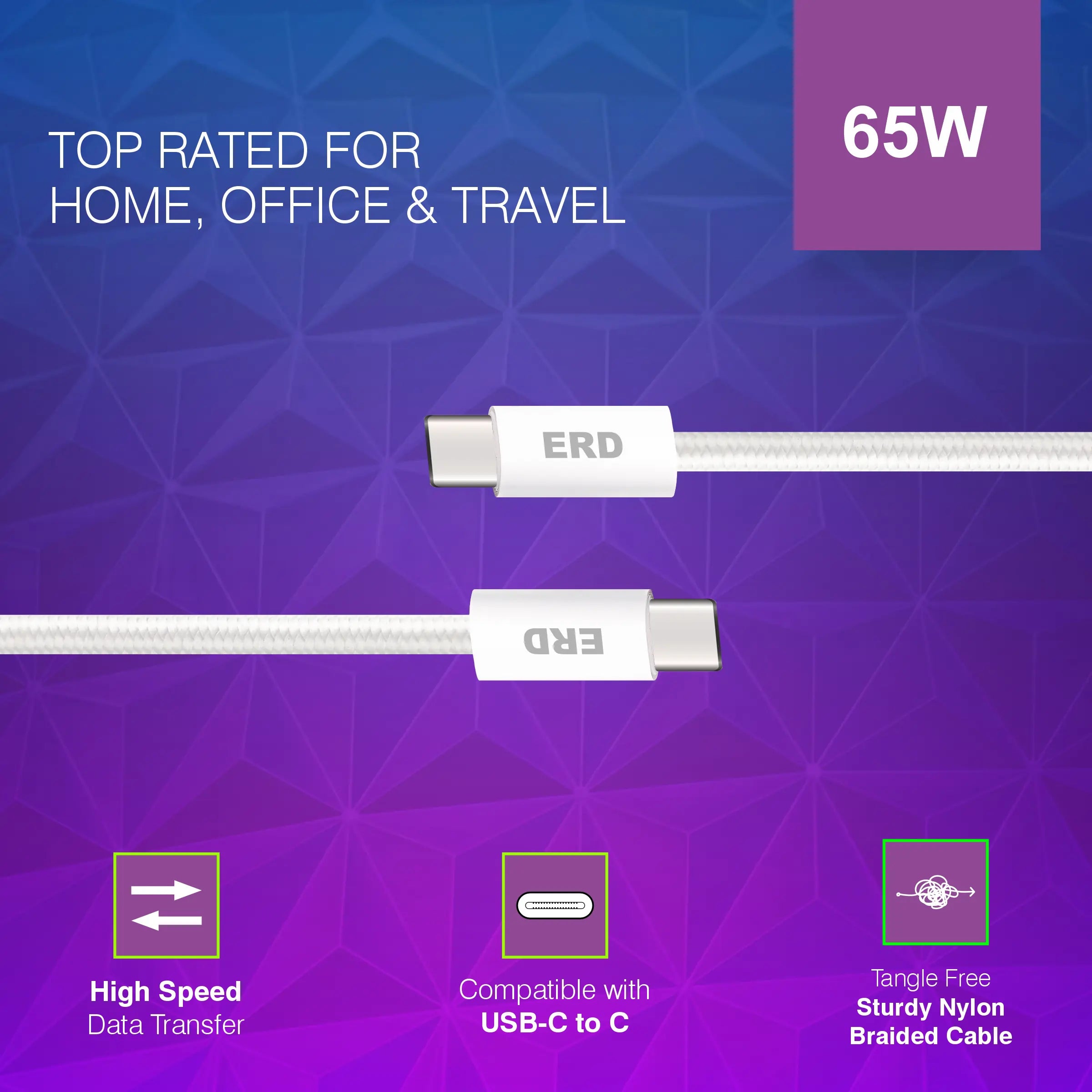UC-193 USB-C TO C Power Delivery Braided Data Cable