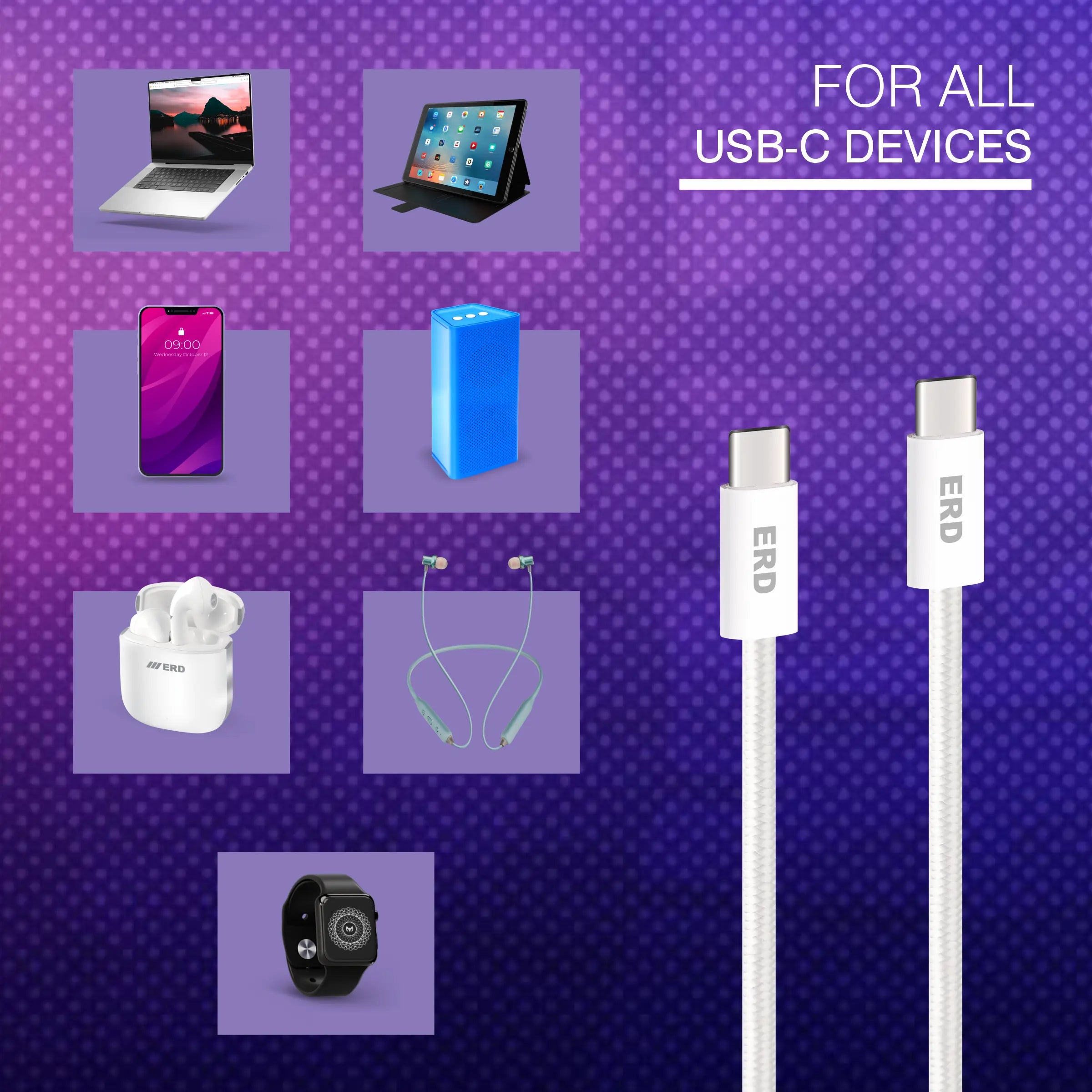 UC-193 USB-C TO C Power Delivery Braided Data Cable