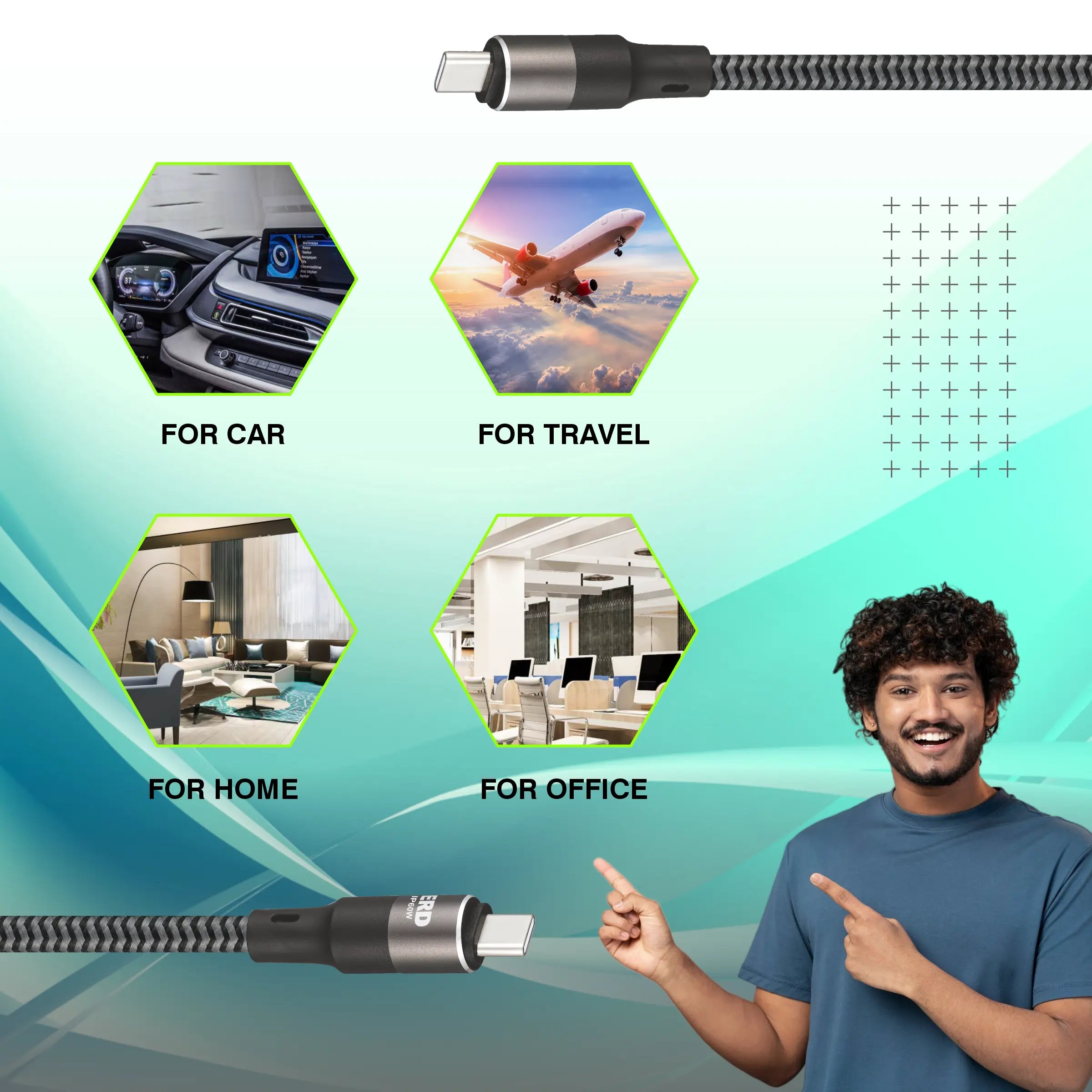 UC 198 USB-C TO C (IP15) Metal Braided Cable